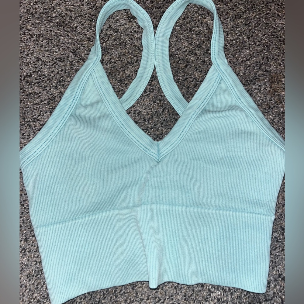 Nikibiki cropped v neck top turquoise fits size xxs-s